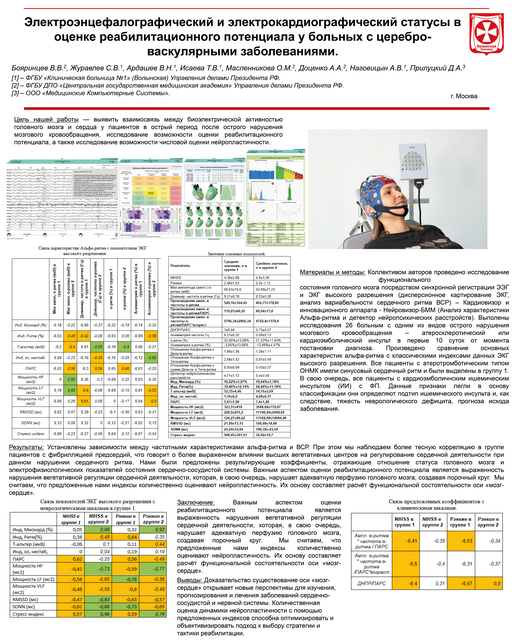 4. Электроэнцефалографический и электрокардиографический статусы в оценке реабилитационного потенциала у больных с церебро-васкулярными заболеваниями