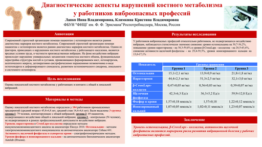 13. Диагностические аспекты нарушений костного метаболизма у работников виброопасных профессий