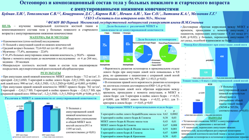 7. Остеопороз и композиционный состав тела у больных пожилого и старческого возраста с ампутированными нижними конечностями