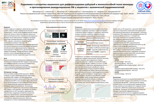 7. Радиомический анализ и алгоритмы машинного обучения в выявлении областей постинфарктного кардиосклероза и жизнеспособного миокарда по данным МРТ сердца