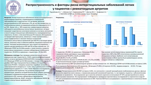 Распространенность и факторы риска интерстициальных заболеваний легких у пациентов с ревматоидным артритом