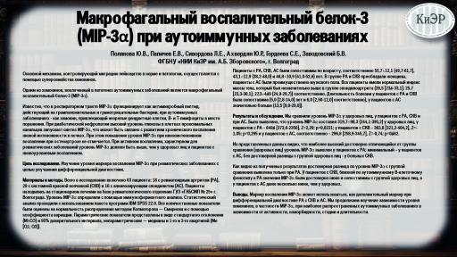 Макрофагальный воспалительный белок-3 (MIP-3α) при аутоиммунных болезнях
