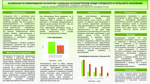Особенности коморбидной патологии у больных остеоартритом среди городского и сельского населения
